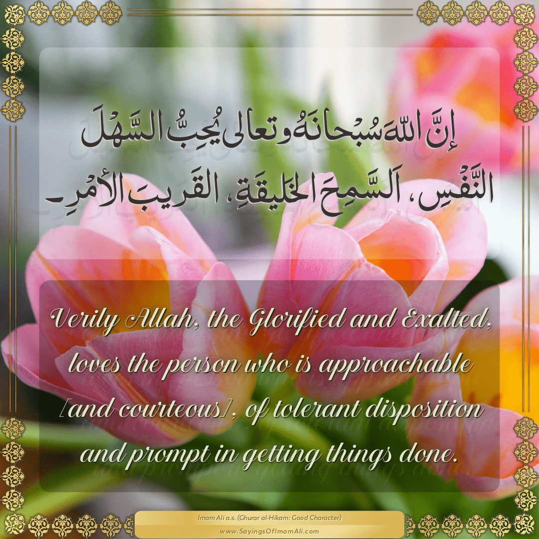 Verily Allah, the Glorified and Exalted, loves the person who is...